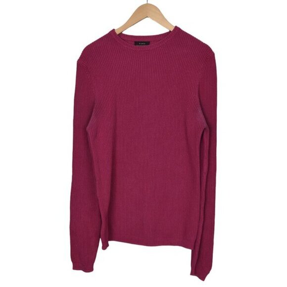 Zara Cotton Knit Sweater Pink Long Sleeve Crew Neck Size Medium - Picture 2 of 9